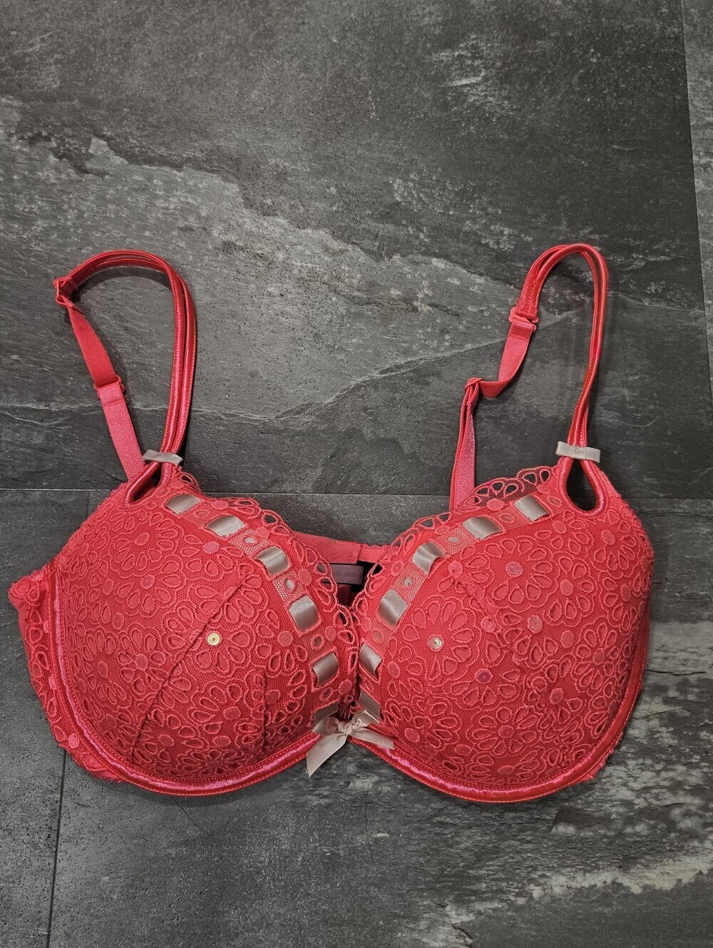 Victoria's Secret Sexy Little Things...bra. Lace. Push Up. Neon pink. Size 34D.